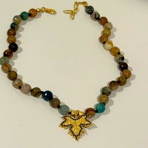 Autumn leaf gemstones necklace